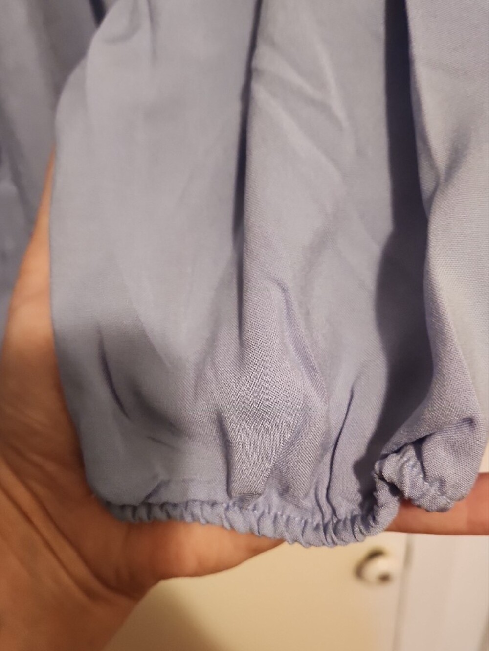 🔥ellos Light Blue Peasant Tie-Neck Blouse - Picture 7 of 8
